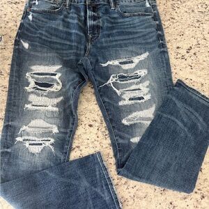 American Eagle Outfitters Distressed Dark Blue Jeans